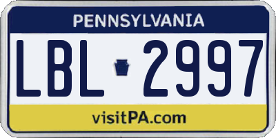 PA license plate LBL2997