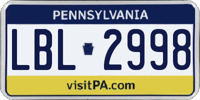PA license plate LBL2998