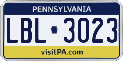 PA license plate LBL3023