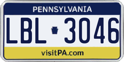 PA license plate LBL3046