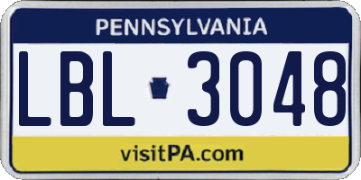 PA license plate LBL3048