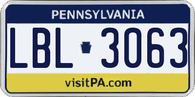 PA license plate LBL3063