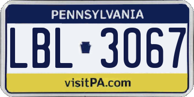 PA license plate LBL3067