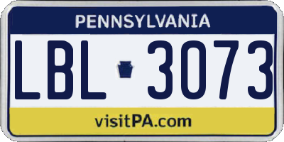 PA license plate LBL3073