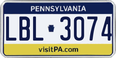 PA license plate LBL3074