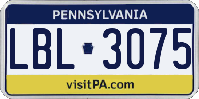 PA license plate LBL3075