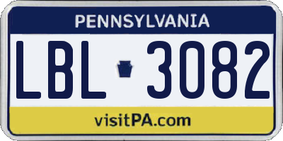 PA license plate LBL3082