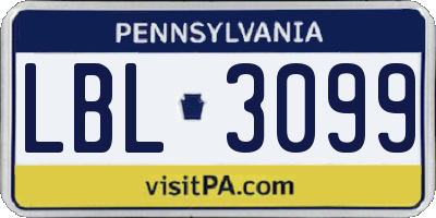 PA license plate LBL3099