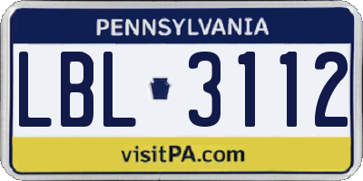 PA license plate LBL3112
