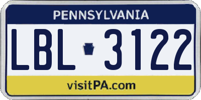 PA license plate LBL3122