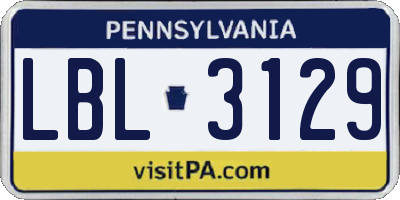 PA license plate LBL3129