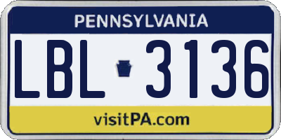 PA license plate LBL3136