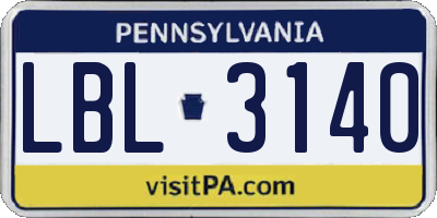 PA license plate LBL3140