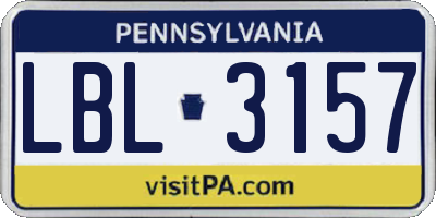 PA license plate LBL3157