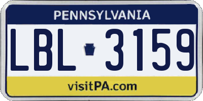 PA license plate LBL3159