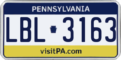 PA license plate LBL3163