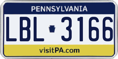 PA license plate LBL3166