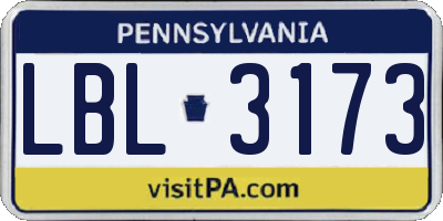PA license plate LBL3173
