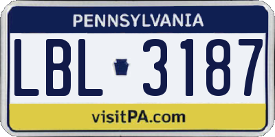 PA license plate LBL3187