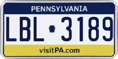 PA license plate LBL3189