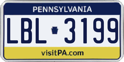 PA license plate LBL3199