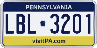 PA license plate LBL3201