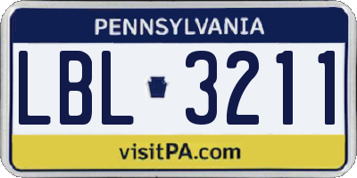 PA license plate LBL3211