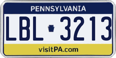 PA license plate LBL3213