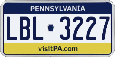 PA license plate LBL3227