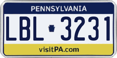 PA license plate LBL3231