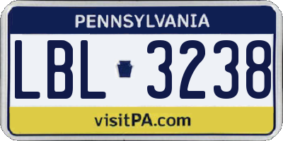 PA license plate LBL3238