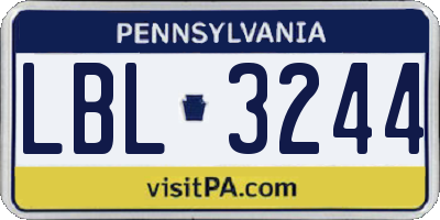 PA license plate LBL3244