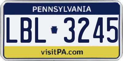 PA license plate LBL3245