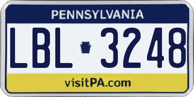 PA license plate LBL3248