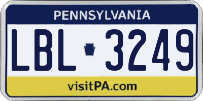 PA license plate LBL3249