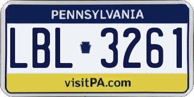 PA license plate LBL3261