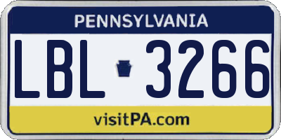 PA license plate LBL3266