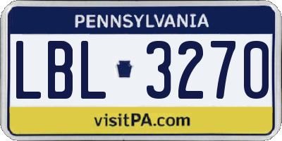 PA license plate LBL3270