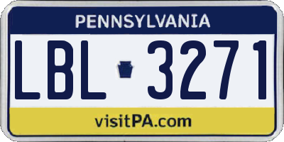 PA license plate LBL3271