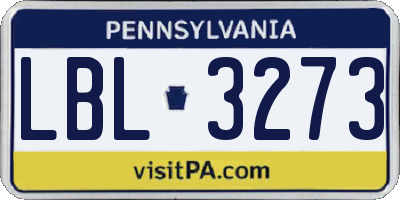 PA license plate LBL3273