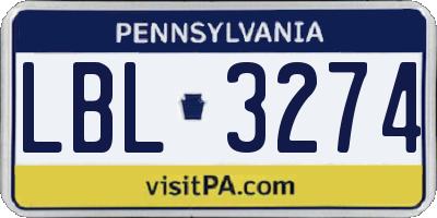 PA license plate LBL3274