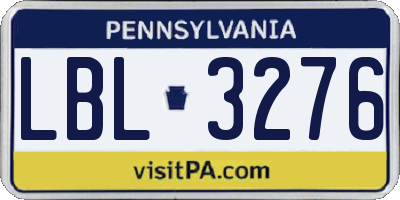 PA license plate LBL3276