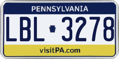 PA license plate LBL3278