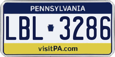 PA license plate LBL3286