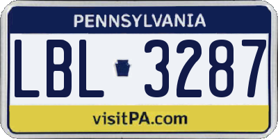 PA license plate LBL3287