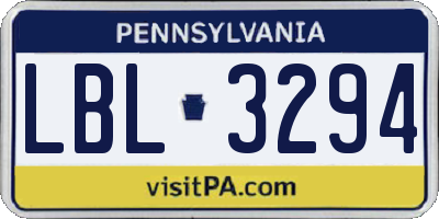 PA license plate LBL3294