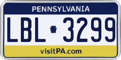 PA license plate LBL3299
