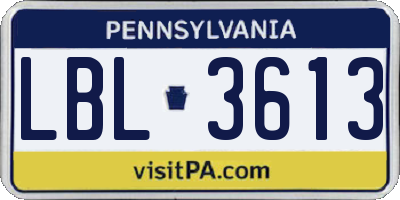 PA license plate LBL3613