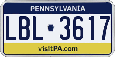 PA license plate LBL3617