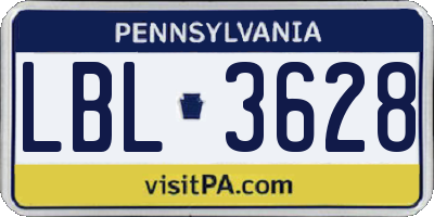 PA license plate LBL3628